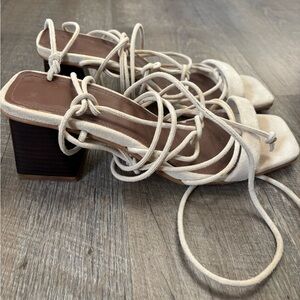 ALOHAS Cream Strappy Block Heels